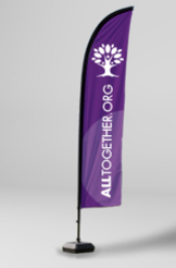 Ascot Graphics - purple feather flag for AllTogether.org