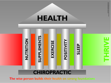 Ascot Graphics - Thrive Chiropractic 'Five Pillars' of health poster in a temple design
